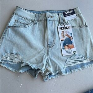 Rewash Blue Jean Shorts High-Waisted Distressed
